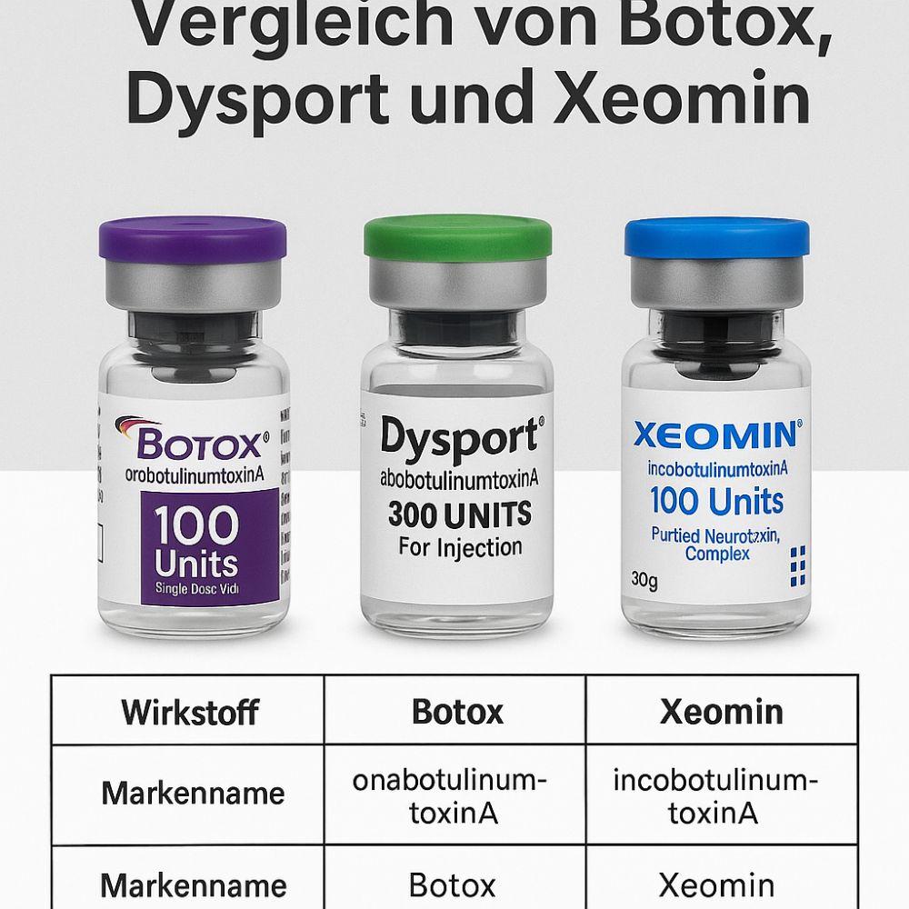 Vergleich der Botox-Arten in orginalverpacckungen
