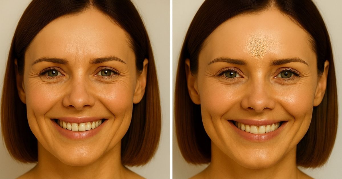 Vorher-Nachher Bild Botox Behandlung an der Stirn – glattere Haut und weniger Falten