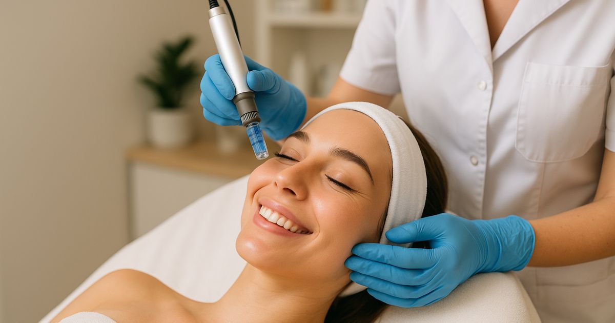 Microneedling Behandlung im Gesicht – sanfte Anti-Aging Methode für strahlende Haut