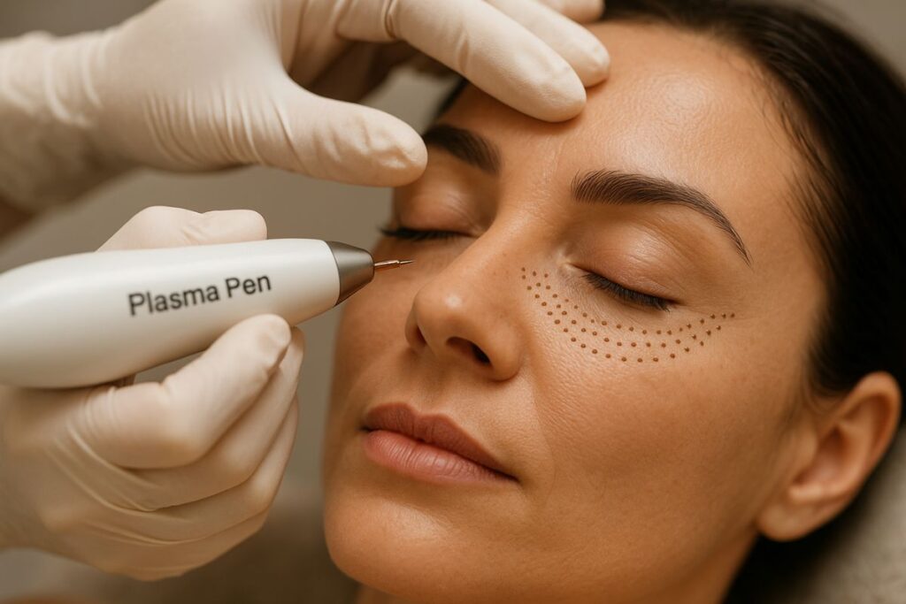 Plasma Pen Behandlung an den Augenlidern ohne OP