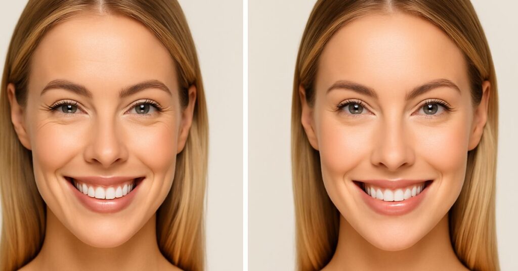 Microneedling Bhandlung Vorher-Nachher Ergebnis glatte Haut Anti-Aging